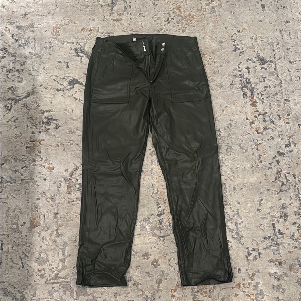 NWOT Stylish Olive Green Faux Leather Pants